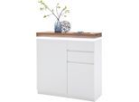 Schuhschrank Romina, Weiß, Eiche, Holz, Holzwerkstoff, Eiche,Asteiche, massiv, 6 Fächer, 2 Schublade(n) Schubladen, 91x97x38 cm, Beimöbel erhältlich, Garderobe, Schuhaufbewahrung, Schuhschränke