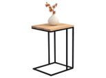 Beistelltisch, Schwarz, Eiche, Holz, Metall, Wildeiche, massiv, rechteckig, C-Form, 38x62x43 cm, einfacher Aufbau, Wohnzimmer, Wohnzimmertische, Beistelltische, Beistelltische Metall