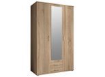 Boxxx Kleiderschrank, Sonoma Eiche, Glas, Holzwerkstoff, 4 Fächer, 2 Schublade(n) Schubladen, 120x196x53.5 cm, Blauer Engel, BQ - Bündnis für Qualität, Made in Germany, Schlafzimmer, Kleiderschränke, Drehtürenschränke