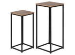Mid.you Blumentischset , Naturfarben, Schwarz , Metall, Holzwerkstoff , 2-teilig , quadratisch , eckig , 35x30x80 cm , Wohnzimmer, Wohnzimmertische, Blumenständer, Blumentische