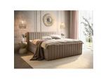 Boxxx Boxbett , Taupe , Textil , H3 , Höhe ca. 25 cm , 180x200 cm , Bettkasten, gepolstertes Kopfteil, Topper durchgehend, in verschiedenen Größen erhältlich, Matratze geteilt , Schlafzimmer, Betten, Boxspringbetten