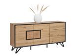 Xora Sideboard, Schwarz, Eiche, Metall, Holzwerkstoff, 2 Fächer, 3 Schublade(n) Schubladen, 160x75x40 cm, Fsc, Beimöbel erhältlich, stehend, Wohnzimmer, Kommoden & Sideboards, Sideboards