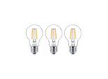 Philips LED-Lampe Classic Standard 4,3W/827 (40W) Clear 3-pack E27