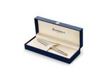 Waterman Hémisphère Tintenroller | Edelstahl mit Zierteile aus 23 K Gold | feine Spitze | Schwarze Tinte | Geschenkbox