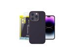 Baseus Liquid Silica Gel Case for iPhone 14 Pro (Elderberry)+ tempered glass + cleaning kit