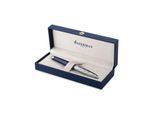 Waterman Carène Füller | Metall und blaue Lackierung | ziselierte Kappe | feine Feder aus 18-Karat-Gold | blaue Tinte | Geschenkbox