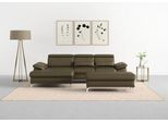 Ecksofa SIT & MORE "Cabrio L-Form, B: 295 cm, mit Sitztiefen-, Arm- & Kopfteilverstellung", grün (olive), B:295cm H:87cm T:180cm, Sofas, Ecksofa, 2 Nierenkissen, Federkern, optional Bettfunktion und Stauraum