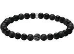 Armband THOMAS SABO "Obsidian Armband mit Zirkonia" Gr. 21, silber (silberfarben, schwarz, schwarz), Armbänder, Damen, 21, Silber 925 (recycelt), Armband, mit Obsidian, Zirkonia (synth.)