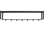 Garderobenleiste SPINDER DESIGN "REX", schwarz, B:100cm H:19cm T:29cm, Stahl, Garderobenhalter, Wandgarderobe aus Stahl mit Hutablage und 5 bzw. 7 Haken