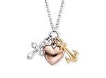 Kette mit Anhänger ENGELSRUFER "GLAUBE LIEBE UND HOFFNUNG TRICOLOR", rosa (silberfarben, roségoldfarben, gelbgoldfarben), Halsketten, Damen, Silber 925 (Sterlingsilber), L: 44