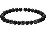 Armband THOMAS SABO "Obsidian Armband mit drei Zirkonia Beads" Gr. 21, silber (silberfarben, schwarz, schwarz), Armbänder, Damen, 21, Silber 925 (recycelt), Armband, mit Obsidian, Zirkonia (synth.)