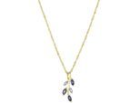 Kette mit Anhänger AMOR "Blütenranke", blau (gelbgoldfarben, kristallweißgoldfarben, kristallweiß, blau), Halsketten, Damen, Gelbgold 375 Weißgold 375, L: 45, Gelbgold 375, Weißgold 375, mit Zirkonia (synth.)