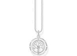 Kette mit Anhänger THOMAS SABO "Tree of Love" Gr. 45, bunt (silberfarben, weiß), Halsketten, Damen, 45, Silber 925 (recycelt), mit Zirkonia (synth.)