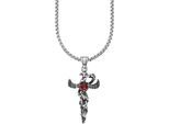 Kette mit Anhänger BRUNO BANANI "Schmuck", rot (edelstahlfarben, schwarz, rot), Halsketten, Damen, Edelstahl, L: 55 B: 2,8mm, mit Glasstein, B:2,8mm