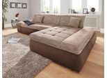 Ecksofa DOMO COLLECTION "PB MORIC wahlweise mit Bettfunktion + Armteilverstellung, L-Form", braun (braun, braun, beige, beige), B:300cm H:80cm T:172cm, Kunstleder SOFTLUX / Struktur (90% Polyester, 10% Polyacryl);Zierkissen: Struktur (90% Polyester, 10% Polyacryl);Microfaser PRIMABELLE (100% Polyester) / Struktur (90% Polyester, 10% Polyacryl), Sofas, Ecksofa, im XXL-Format, B/T/H:300/172/80 cm, f