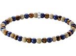 Armband THOMAS SABO "Bead Armband" Gr. 21, silber (silberfarben, braun, natur, blau, braun, natur, blau), Armbänder, Damen, 21, Silber 925 (recycelt), Armband, mit Lapislazuli-Imitat, Tigerauge, Jaspis
