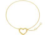 Charm-Armband AMOR "Herz", gold (gelbgoldfarben), Armbänder, Damen, 20cm, Silber 925 (Sterlingsilber), Charm-Armband