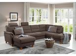 Wohnlandschaft HOME AFFAIRE "Palmera U-Form, B: 308 cm", braun, B:308cm H:89cm T:212cm, 100% Polyester;Struktur (100% Polyester);Luxus-Microfaser in Lederoptik (100% Polyester), Sofas, Wohnlandschaft, optional Bettfunktion & Bettkasten, Federkern