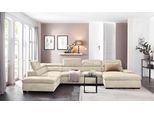 Wohnlandschaft HOME AFFAIRE "Alberto U-Form", beige (creme), B:350cm H:73cm T:228cm, 90% Polyester, 10% Polyamid;Microfaser in Antiklederoptik (100% Polyester);Luxus-Microfaser Vintageoptik (100% Polyester);Luxus-Microfaser weich (90%Polyester 10%Polyamid), Sofas, Wohnlandschaft, mit Kopfteilverstellung, wahlweise mit Bettfunktion