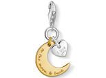 Charm-Einhänger THOMAS SABO "Mond & Herz I LOVE YOU TO THE MOON & BACK", gold (silberfarben, gelbgoldfarben), Charms, Damen, Silber 925 (recycelt)