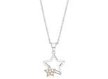 Kette mit Anhänger AMOR "Sterne", rosa (silberfarben, roségoldfarben, weiß), Halsketten, Damen, Silber 925 (Sterlingsilber), L: 42, mit Zirkonia (synth.)