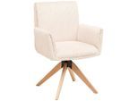 Mid.you Armlehnstuhl Cord, Beige, Holz, Metall, Textil, Eiche, Pappel, massiv, Sperrholz, eckig, 65x90x62.5 cm, Esszimmer, Stühle, Esszimmerstühle, Armlehnenstühle