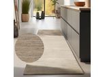 Teppich HANSE HOME "Dhaka Juteteppich", beige, B:80cm H:5mm L:200cm, Jute, Teppiche, Teppich, Läufer, handgewebt, Jute, Wolle, Natur, Wohnzimmer, Flur, Klassisch