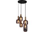 NÄVE Pendelleuchte "Fumo", schwarz, 5, Ø 54,8cm H: 150cm, 1 Stk., Leuchten, aus Metall in Schwarz und Gold und Rauchglas, Ø ca. 55 cm, Höhe 150 cm, Pendelleuchte