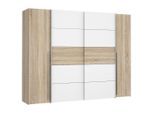 Carryhome Kleiderschrank, Weiß, Sonoma Eiche, Holzwerkstoff, 10 Fächer, 270x210x61 cm, in verschiedenen Größen erhältlich, in verschiedenen Holzdekoren erhältlich, Kombination aus Dreh- und Schwebetüren, Schlafzimmer, Kleiderschränke, Drehtürenschränke
