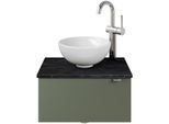 Waschtisch SAPHIR "Serie 6915 Waschschale mit Unterschrank für Gästebad, Gäste WC", grün (schilfgrün matt, schiefer, schilfgrün matt touch), B:51cm H:39,8cm T:35cm, Waschtische, Waschtisch, 51 cm mit Keramik-Aufsatzbecken und 1 Tür