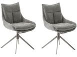 Esszimmerstuhl MCA FURNITURE "PARKER", grau (anthrazit, edelstahl, anthrazit), B:57cm H:85cm T:65cm, Polyester, Stühle, Esszimmerstuhl, (2er-Set), drehbar 360, Dreh- & Schwingfunktion, Belastbarkeit 120 kg