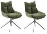 Esszimmerstuhl MCA FURNITURE "PARKER", grün (olive, edelstahl), B:57cm H:85cm T:65cm, Polyester, Stühle, Esszimmerstuhl, (2er-Set), drehbar 360, Dreh- & Schwingfunktion, Belastbarkeit 120 kg