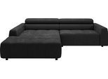 Ecksofa 3C CANDY "Denver auch mit Cord- und Easy care-Bezug, Kopfteilverstellung L-Form", schwarz, B:258cm H:68cm T:217cm, 96% Polyester, 4% Polyacryl, Sofas, Ecksofa, wahlweise. mit motorischer Sitztiefenverstellung