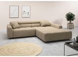 Ecksofa 3C CANDY "Denver auch mit Cord- und Easy care-Bezug, Kopfteilverstellung L-Form", beige (sand), B:258cm H:68cm T:217cm, 95% Polyester, 5% Nylon, Sofas, Ecksofa, wahlweise. mit motorischer Sitztiefenverstellung