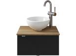 Waschtisch SAPHIR "Serie 6915 Waschschale mit Unterschrank für Gästebad, Gäste WC", schwarz (schwarz matt, riviera eiche, schwarz matt touch), B:51cm H:39,8cm T:35cm, Waschtische, Waschtisch, 51 cm breit, 1 Tür, Waschtischplatte, kleine Bäder, ohne Armatur