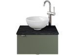 Waschtisch SAPHIR "Serie 6915 Waschschale mit Unterschrank für Gästebad, Gäste WC", grün (schilfgrün matt, schiefer, schilfgrün matt touch), B:51cm H:39,8cm T:35cm, Waschtische, Waschtisch, 51 cm mit Keramik-Aufsatzbecken und 1 Tür