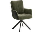 Esszimmerstuhl MCA FURNITURE "MALIA", grün (olive, schwarz matt lackiert, olive), B:61cm H:90cm T:67cm, Polyester, Stühle, Esszimmerstuhl, (Set, 2 Stck), 360 drehbar, Taschenfederkern, Sitzhöhe ca. 49 cm