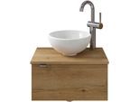 Waschtisch SAPHIR "Serie 6915 Waschschale mit Unterschrank für Gästebad, Gäste WC", braun (halifax eiche, halifax eiche, halifax eiche quer nb), B:51cm H:39,8cm T:35cm, Waschtische, Waschtisch, 51 cm breit, 1 Tür, Waschtischplatte, kleine Bäder, ohne Armatur