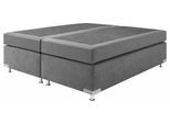 Boxspringbett "Holland", grau, B:182cm L:201cm, Microvelours (100% Polyester), WESTFALIA SCHLAFKOMFORT, Komplettbetten, Boxspringbett, ohne Kopfteil, frei im Raum stellbar