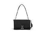 Umhängetasche TOMMY HILFIGER "TH HER MED CROSSOVER NYLON SV", Mädchen, Gr. B/H/T: 25cm x 14cm x 12cm, schwarz, Lederimitat, Textil, Taschen Umhängetasche, Damen Tragetasche, Abendtasche, Clutch mit edlem TH-Steckverschluss