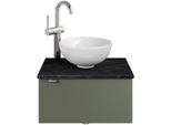 Waschtisch SAPHIR "Serie 6915 Waschschale mit Unterschrank für Gästebad, Gäste WC", grün (schilfgrün matt, schiefer, schilfgrün matt touch), B:51cm H:39,8cm T:35cm, Waschtische, Waschtisch, 51 cm mit Keramik-Aufsatzbecken und 1 Tür