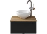 Waschtisch SAPHIR "Serie 6915 Waschschale mit Unterschrank für Gästebad, Gäste WC", schwarz (schwarz matt, riviera eiche, schwarz matt touch), B:51cm H:39,8cm T:35cm, Waschtische, Waschtisch, 51 cm breit, 1 Tür, Waschtischplatte, kleine Bäder, ohne Armatur
