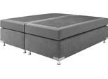 Boxspringbett "Holland", grau, B:202cm L:201cm, Microvelours (100% Polyester), WESTFALIA SCHLAFKOMFORT, Komplettbetten, Boxspringbett, ohne Kopfteil, frei im Raum stellbar