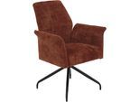 Esszimmerstuhl HELA "VIKTORIA", rot (copper, schwarz, schwarz, copper), B:74cm H:49cm T:47cm, 100% Polyester, Stühle, Esszimmerstuhl, Komfortsitz mit Federkern, 360 Grad drehbar, Armlehnenstuhl