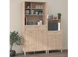 Schrank-Set PARISOT "Gala 1", braun (153, jackson eiche nachbildung, 151, beton optik hell), B:84cm H:182cm T:41cm, Holzwerkstoff, Kastenmöbel-Sets, dekorative Claustra an den Seiten der oberen Fächer