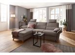 Ecksofa HOME AFFAIRE "Westerland L-Form", braun (latte), B:252cm H:90cm T:162cm, 100% Polyester, Sofas, Ecksofa, Federkern-Polsterung, wahlweise mit Bettfunktion, Bettkasten
