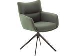 4-Fußstuhl MCA FURNITURE "LIMONE", grün (olive, schwarz matt lackiert, olive), B:61cm H:88cm T:63cm, Leder, Stühle, (Set, 2 Stck), 360 drehbar, Belastbarkeit 120 kg, Sitzhöhe ca. 49 cm