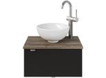 Waschtisch SAPHIR "Serie 6915 Waschschale mit Unterschrank für Gästebad, Gäste WC", schwarz (schwarz matt, eiche ribbeck, schwarz matt touch), B:51cm H:39,8cm T:35cm, Waschtische, Waschtisch, 51 cm mit Keramik-Aufsatzbecken und 1 Tür
