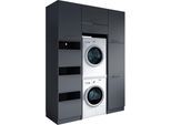 Mehrzweckschrank-Set LAUNDREEZY "Laundreezy, 6-tlg. Mehrzweckschrank-Set B/H/T 168/238/68 cm", grau (anthrazit matt), B:168cm H:238cm T:68cm, Holzwerkstoff, Kastenmöbel-Sets, Breite 168 cm, Soft-Close-Funktion, höhenverstellbare Füße