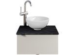 Waschtisch SAPHIR "Serie 6915 Waschschale mit Unterschrank für Gästebad, Gäste WC", beige (kaschmir matt, schiefer, kaschmir matt touch), B:51cm H:39,8cm T:35cm, Waschtische, Waschtisch, 51 cm mit Keramik-Aufsatzbecken und 1 Tür
